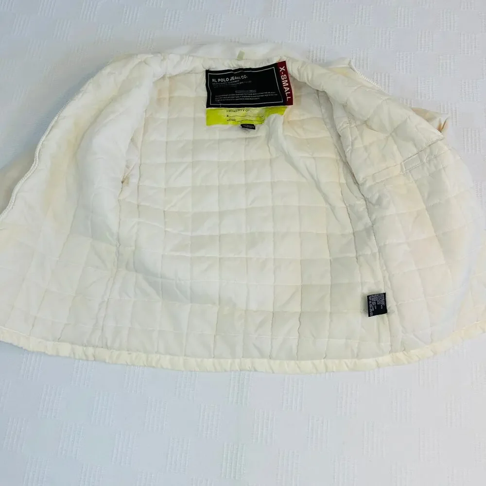 Rl Polo Jeans Womens Puffer Coat XS Nylon Shell Whie Ployester Fill Vintage